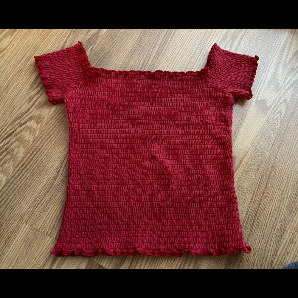 Ribbed off the shoulder top